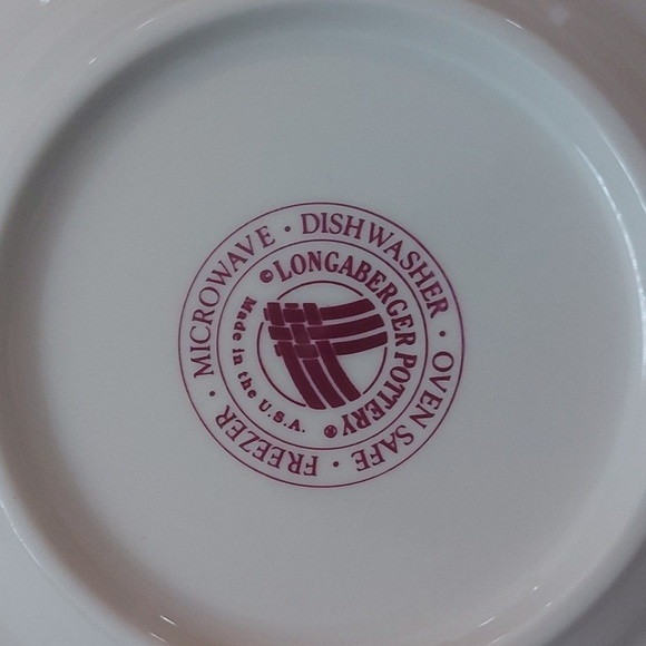 Longaberger 7" Side Plates Traditional Red Pottery Set Of Four - Picture 2 of 4